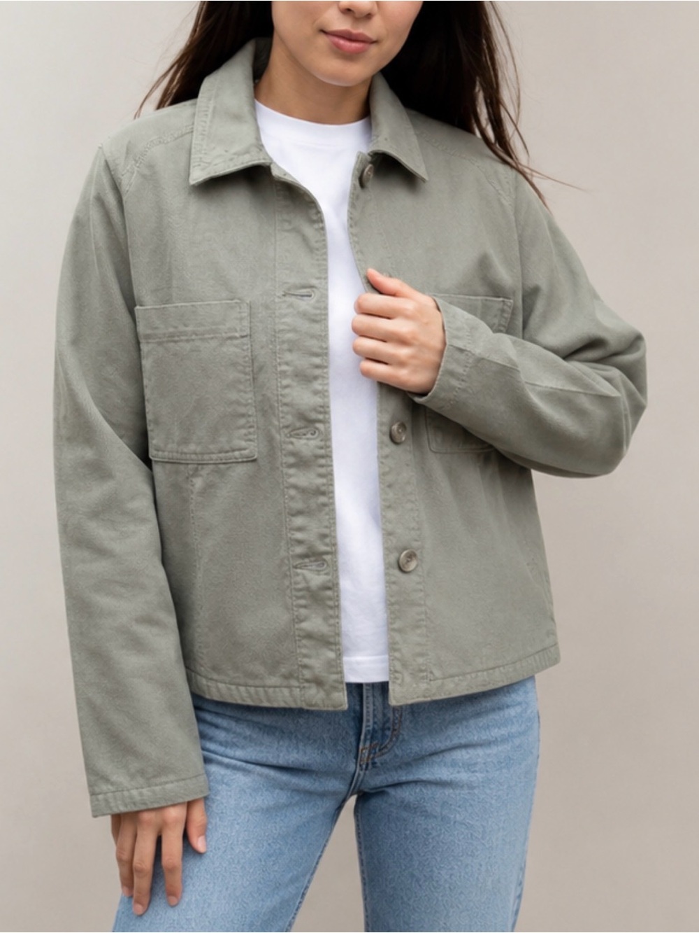 Johnnylove Adele Sage Green Utility Jacket Size 38 Cotton Stretch